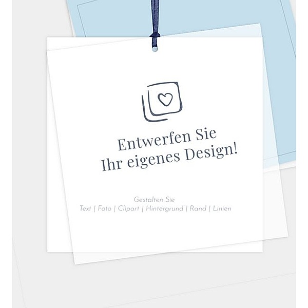 Dankeskarte Blanko Design - löschen, Postkarte quadratisch mit Transparentpapier (145 x 145mm)