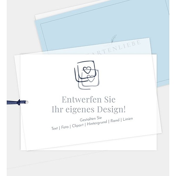Dankeskarte Blanko Design - löschen, Postkarte quer mit Transparentpapier (170 x 120mm)
