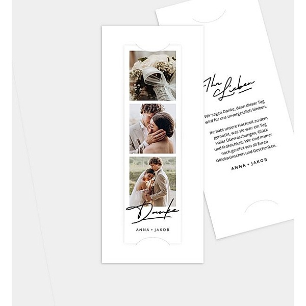 Dankeskarte Contemporary Wedding, Fotostreifen mit Tasche (90 x 210mm)