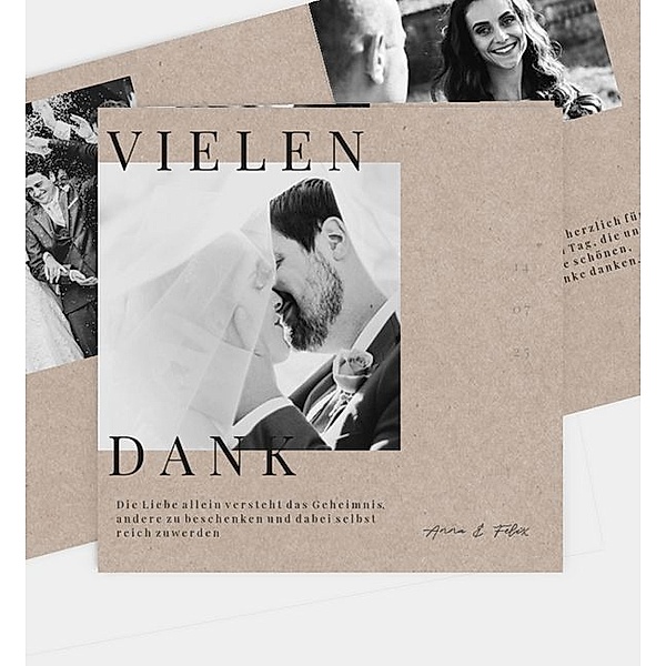 Dankeskarte Editorial wedding style · crafty, Klappkarte quadratisch (145 x 145mm)