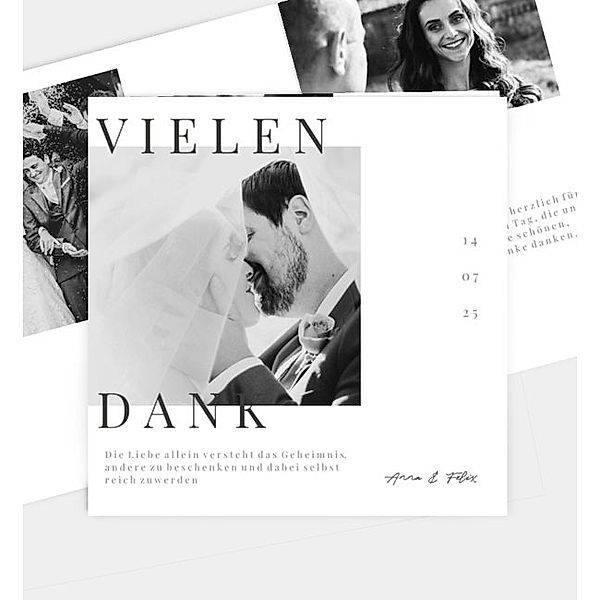 Dankeskarte Editorial wedding style, Klappkarte quadratisch (145 x 145mm)