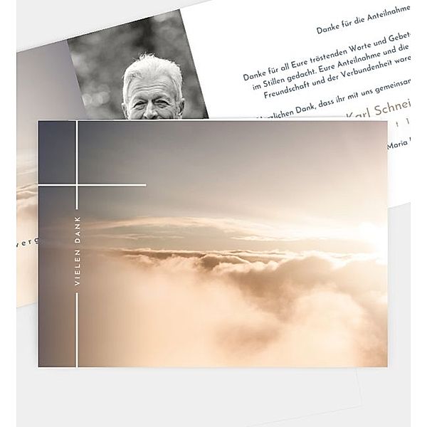 Dankeskarte Sanfter Ausblick · Wolken, Klappkarte quer (170 x 120mm)