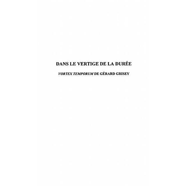 DANS LE VERTIGE DE LA DUREE / Hors-collection, Jean-Luc Herve