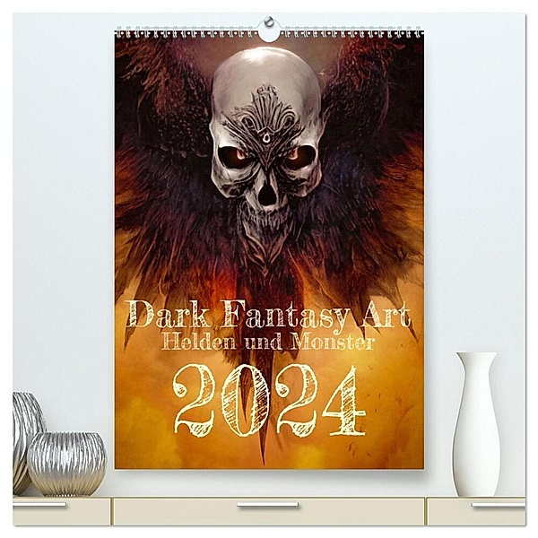 Dark Fantasy Art - Helden und Monster (hochwertiger Premium Wandkalender 2024 DIN A2 hoch), Kunstdruck in Hochglanz, Markus Gann