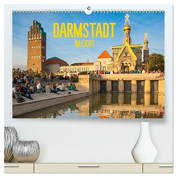 Darmstadt im Licht (hochwertiger Premium Wandkalender 2024 DIN A2 quer), Kunstdruck in Hochglanz, Dietmar Scherf