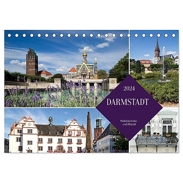 Darmstadt - Mathildenhöhe und Altstadt (Tischkalender 2024 DIN A5 quer), CALVENDO Monatskalender, U boeTtchEr