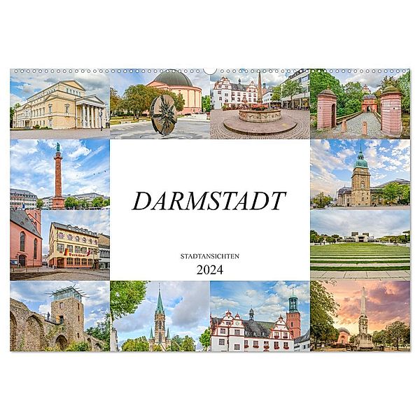 Darmstadt Stadtansichten (Wandkalender 2024 DIN A2 quer), CALVENDO Monatskalender, Dirk Meutzner