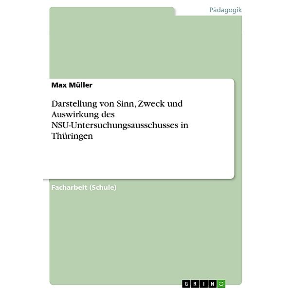 Darstellung von Sinn, Zweck und Auswirkung des NSU-Untersuchungsausschusses in Thüringen, Max Müller