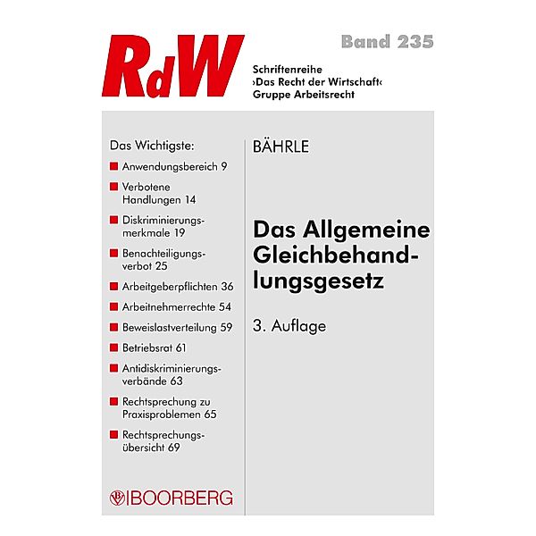 Das Allgemeine Gleichbehandlungsgesetz / RdW Bd.235, Ralph Jürgen Bährle