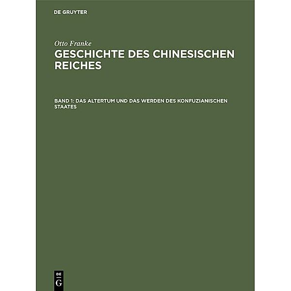 Das Altertum und das Werden des konfuzianischen Staates, Otto Franke