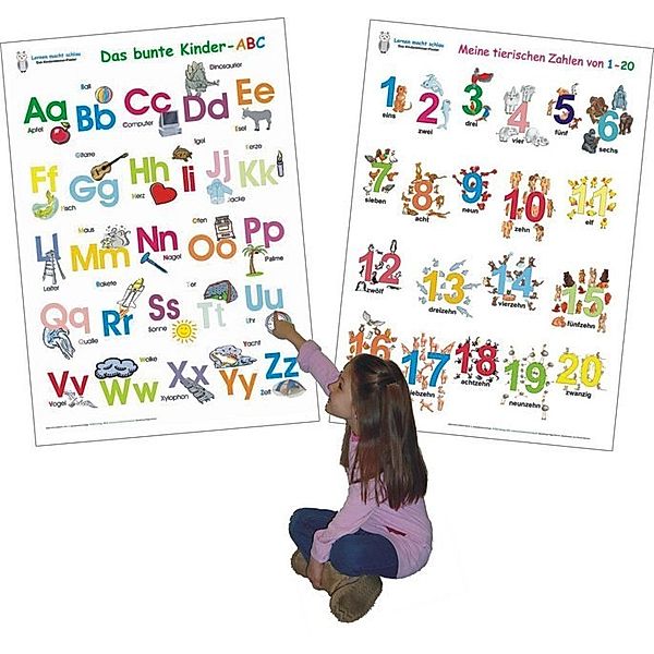 Das bunte Kinder-ABC / Das bunte Kinder-ABC + Meine tierischen Zahlen von 1-20, 2 Poster