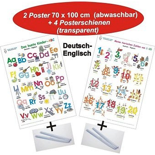 Das bunte Kinder-ABC + Meine tierischen Zahlen von 1-20 Deutsch/Englisch + Posterschienen, m. 2 Beilage, m. 4 Beilage, 2, Helga Momm