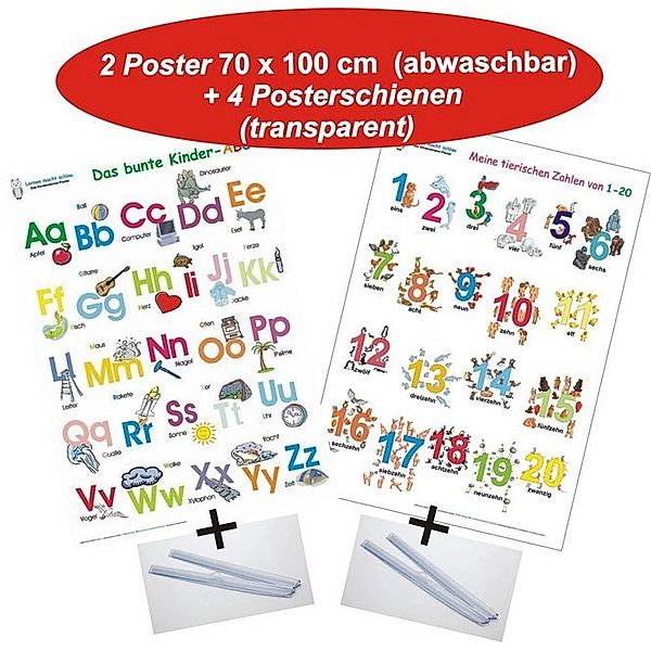E & Z-Verlag Das bunte Kinder-ABC + Meine tierischen Zahlen von 1-20 + Posterschienen, m. 2 Beilage, m. 4 Beilage, Helga Momm