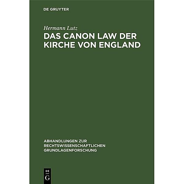 Das Canon Law der Kirche von England, Hermann Lutz