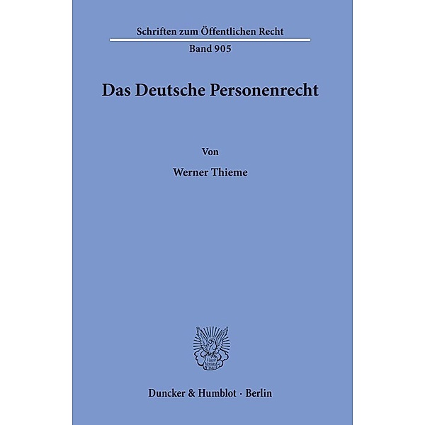 Das Deutsche Personenrecht, Werner Thieme