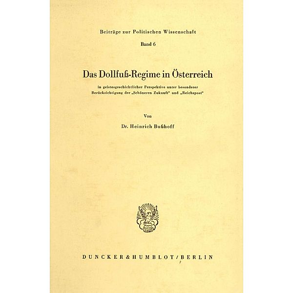 Das Dollfuß-Regime in Österreich, Heinrich Bußhoff