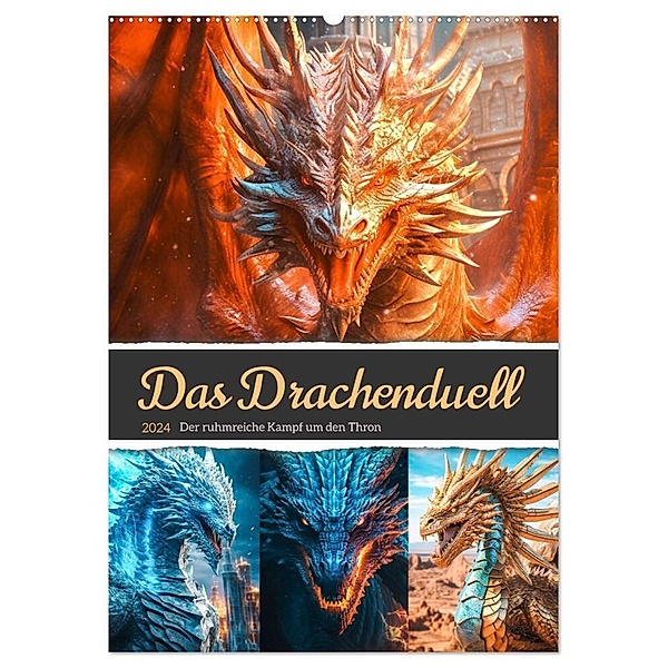 Das Drachenduell (Wandkalender 2024 DIN A2 hoch), CALVENDO Monatskalender, Steffen Gierok-Latniak