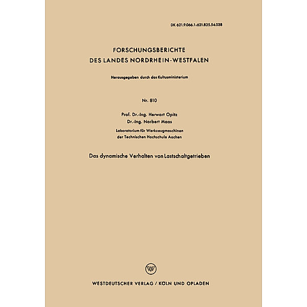 Das dynamische Verhalten von Lastschaltgetrieben, Herwart Opitz