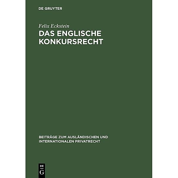 Das englische Konkursrecht, Felix Eckstein