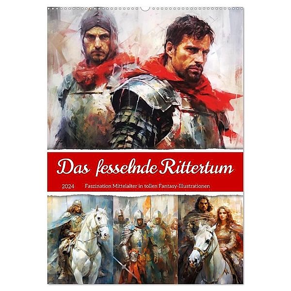 Das fesselnde Rittertum. Faszination Mittelalter in tollen Fantasy-Illustrationen (Wandkalender 2024 DIN A2 hoch), CALVENDO Monatskalender, Rose Hurley