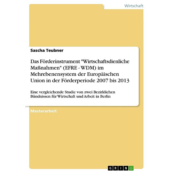 Das Förderinstrument Wirtschaftsdienliche Massnahmen (EFRE - WDM) im Mehrebenensystem der Europäischen Union in der Förderperiode 2007 bis 2013, Sascha Teubner