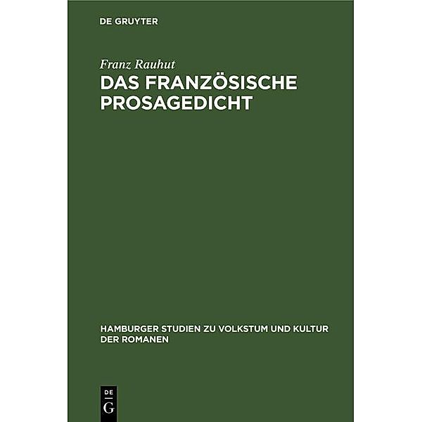 Das französische Prosagedicht, Franz Rauhut