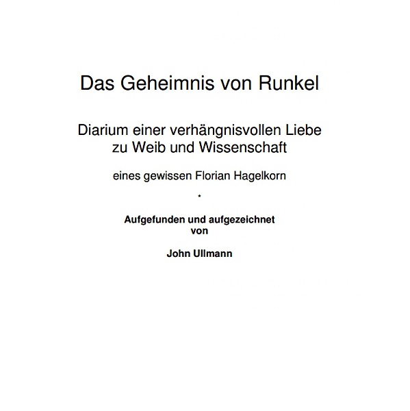 Das Geheimnis von Runkel, John Ullmann