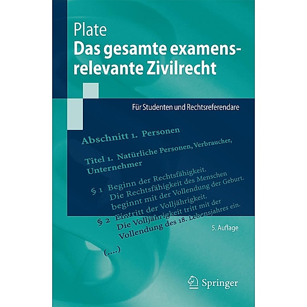 Das gesamte examensrelevante Zivilrecht / Springer-Lehrbuch, Jürgen Plate