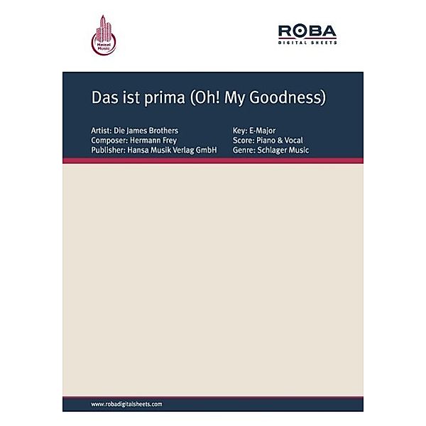 Das ist prima (Oh! My Goodness), Hal Kalin, Herbie Kalin, Kurt Hertha