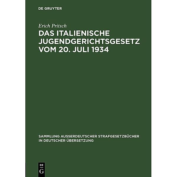 Das italienische Jugendgerichtsgesetz vom 20. Juli 1934, Erich Pritsch