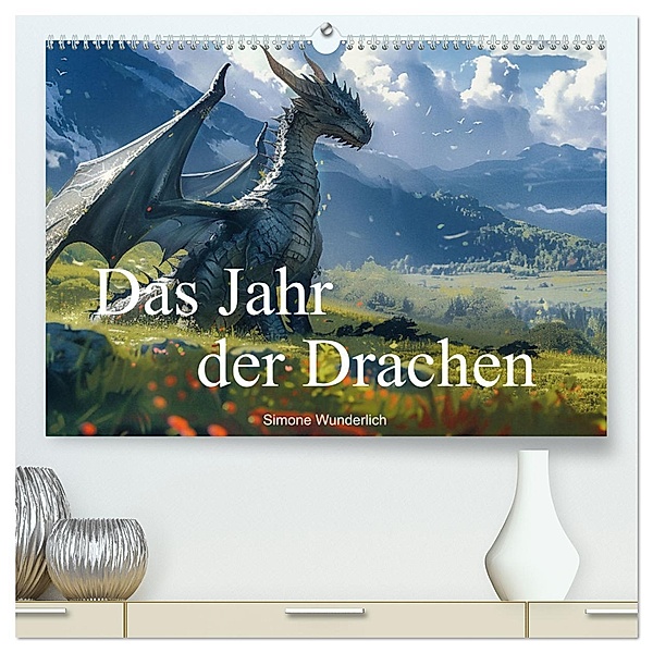 Das Jahr der Drachen (hochwertiger Premium Wandkalender 2025 DIN A2 quer), Kunstdruck in Hochglanz, Calvendo, Simone Wunderlich