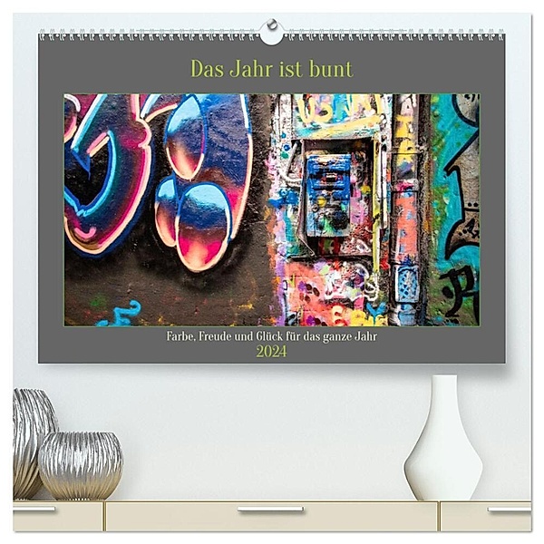 Das Jahr ist bunt. Farbe, Freude und Glück für das ganze Jahr. (hochwertiger Premium Wandkalender 2024 DIN A2 quer), Kunstdruck in Hochglanz, Lena Iliopoulou