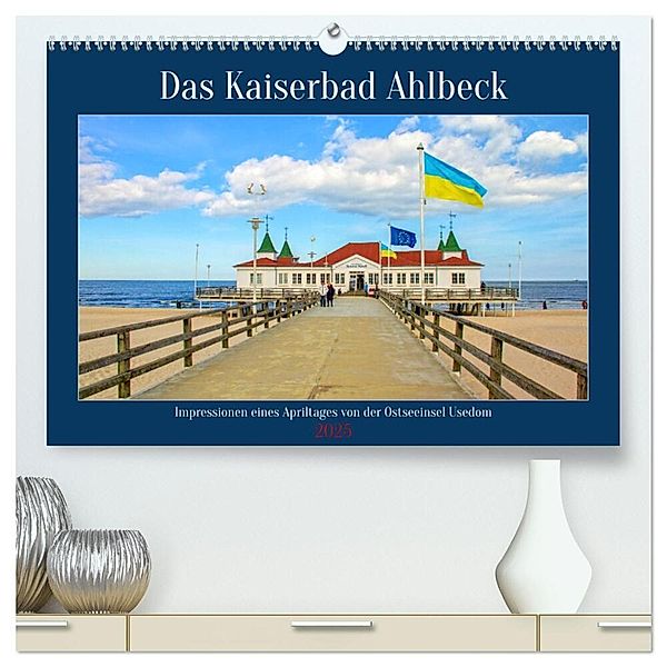 Das Kaiserbad Ahlbeck - Augenblicke eines Apriltages von der Ostseeinsel Usedom (hochwertiger Premium Wandkalender 2025 DIN A2 quer), Kunstdruck in Hochglanz, Calvendo, Holger Felix