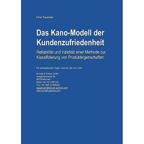 Das Kano-Modell der Kundenzufriedenheit, Elmar Sauerwein