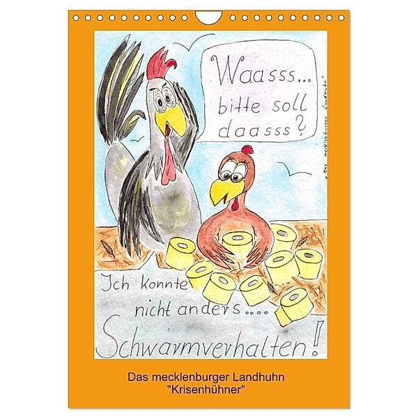 Das mecklenburger Landhuhn Krisenhühner (Wandkalender 2024 DIN A4 hoch), CALVENDO Monatskalender, Martina Boldt