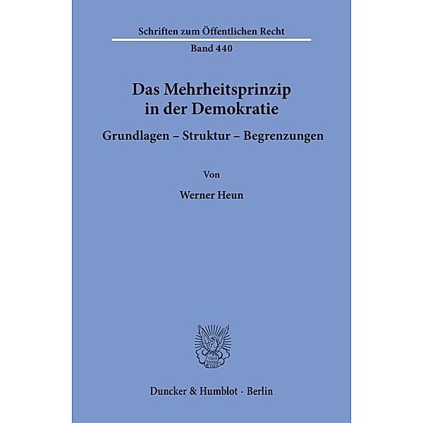 Das Mehrheitsprinzip in der Demokratie. Grundlagen - Struktur - Begrenzungen., Werner Heun