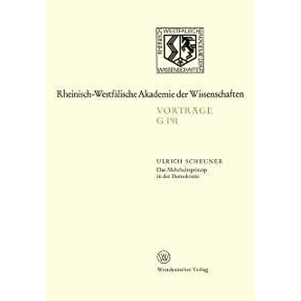 Das Mehrheitsprinzip in der Demokratie / Rheinisch-Westfälische Akademie der Wissenschaften Bd.191, Ulrich Scheuner