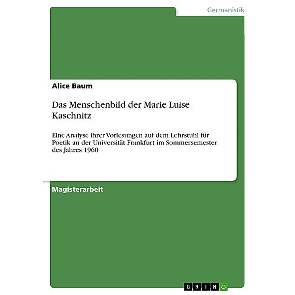 Das Menschenbild der Marie Luise Kaschnitz, Alice Baum