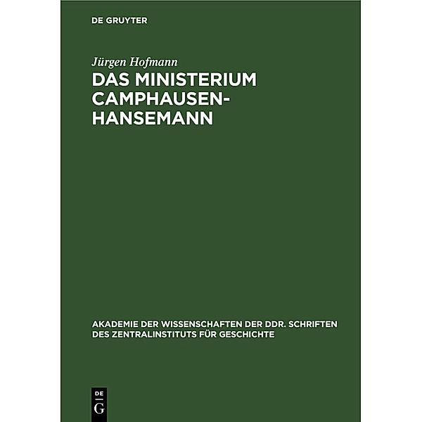 Das Ministerium Camphausen-Hansemann, Jürgen Hofmann