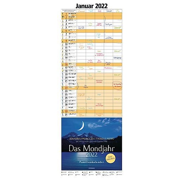 Das Mondjahr, Familienkalender 2022, Johanna Paungger, Thomas Poppe