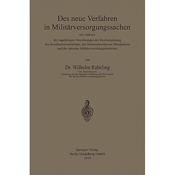 Das neue Verfahren in Militärversorgungssachen, Wilhelm Rabeling