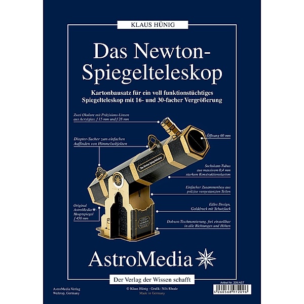 Das Newton-Spiegelteleskop, Kartonbausatz, Klaus Hünig
