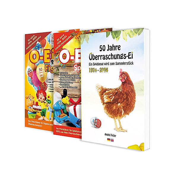 Das O-Ei-A 2er Bundle 2024/25 - Die Jubiläumsausgabe! - O-Ei-A Figuren und O-Ei-A Spielzeug sowie das Buch 50 Jahre Überraschungs-Ei, 3 Teile, André Feiler