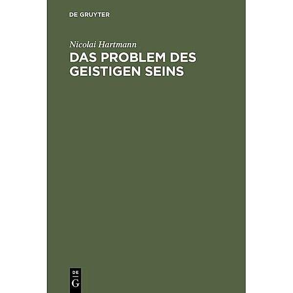 Das Problem des geistigen Seins, Nicolai Hartmann