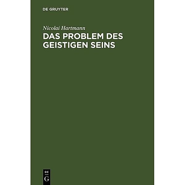 Das Problem des geistigen Seins, Nicolai Hartmann