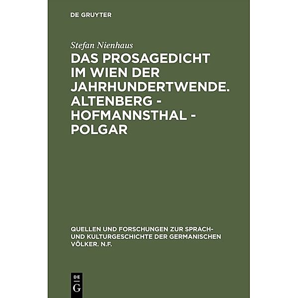 Das Prosagedicht im Wien der Jahrhundertwende, Stefan Nienhaus