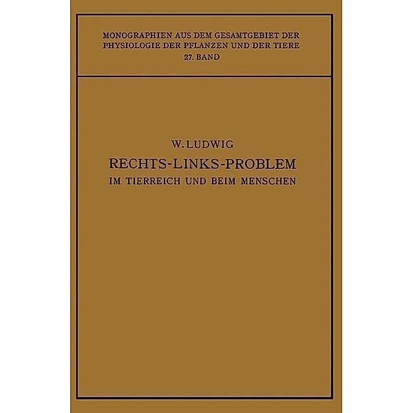 Das Rechts-Links-Problem im Tierreich und Beim Menschen / Monographien aus dem Gesamtgebiet der Physiologie der Pflanzen und der Tiere Bd.27, Wilhelm Ludwig