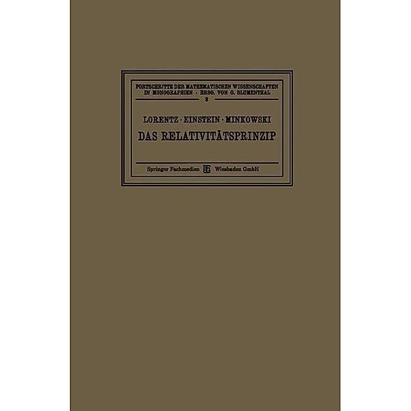 Das Relativitätsprinzip / Fortschritte der mathematischen Wissenschaften in Monographien, Hendrik Antoon Lorentz, Albert Einstein, Hermann Minkowski