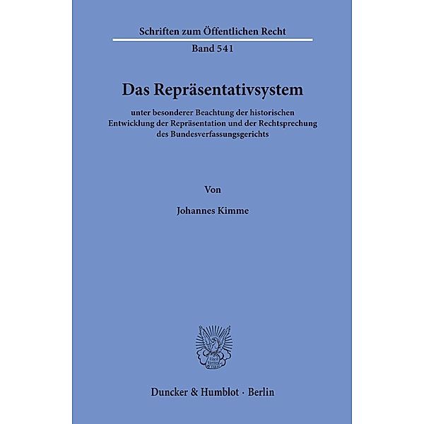 Das Repräsentativsystem, Johannes Kimme