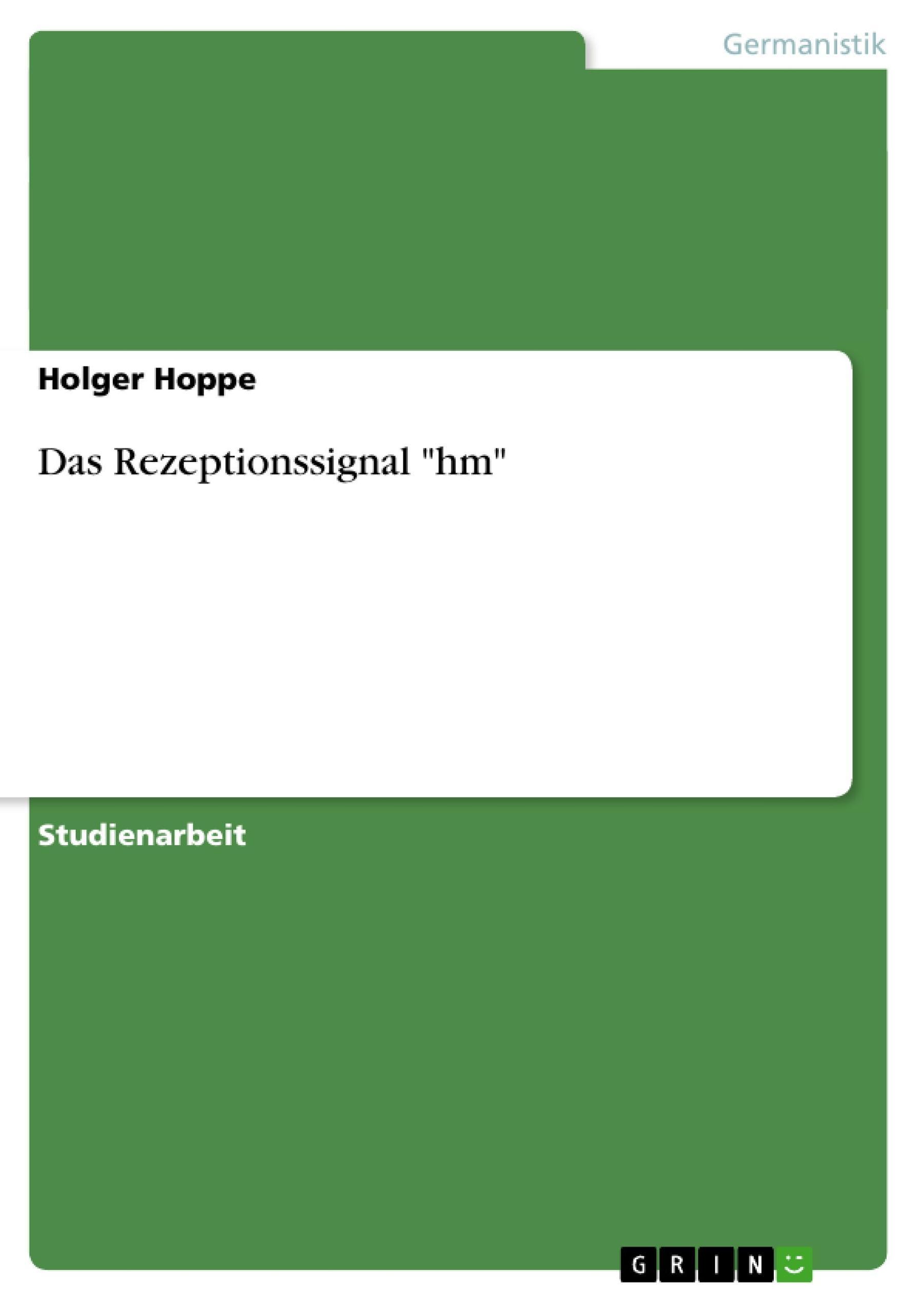 Das Rezeptionssignal hm Buch von Holger Hoppe versandkostenfrei bestellen